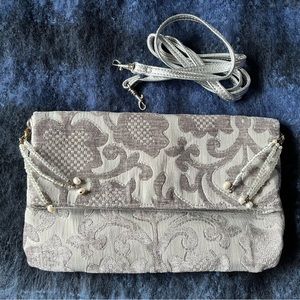 Limited Edition gray/white fabric handbag with attachable shoulder strap❣️
